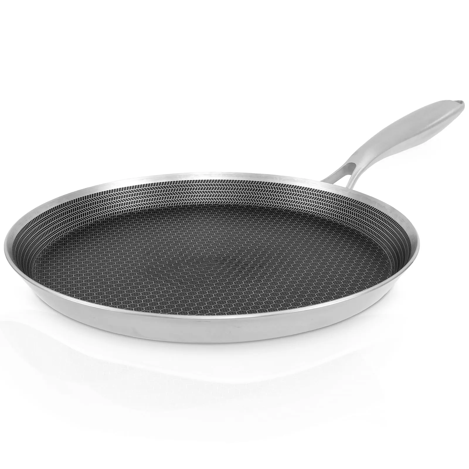 Crepe Pan Nonstick Honeycomb Dosa Pan Stainless Steel Ergonomic Handle Kitchen Pancake Pan Induction Compatible Tortilla Pan