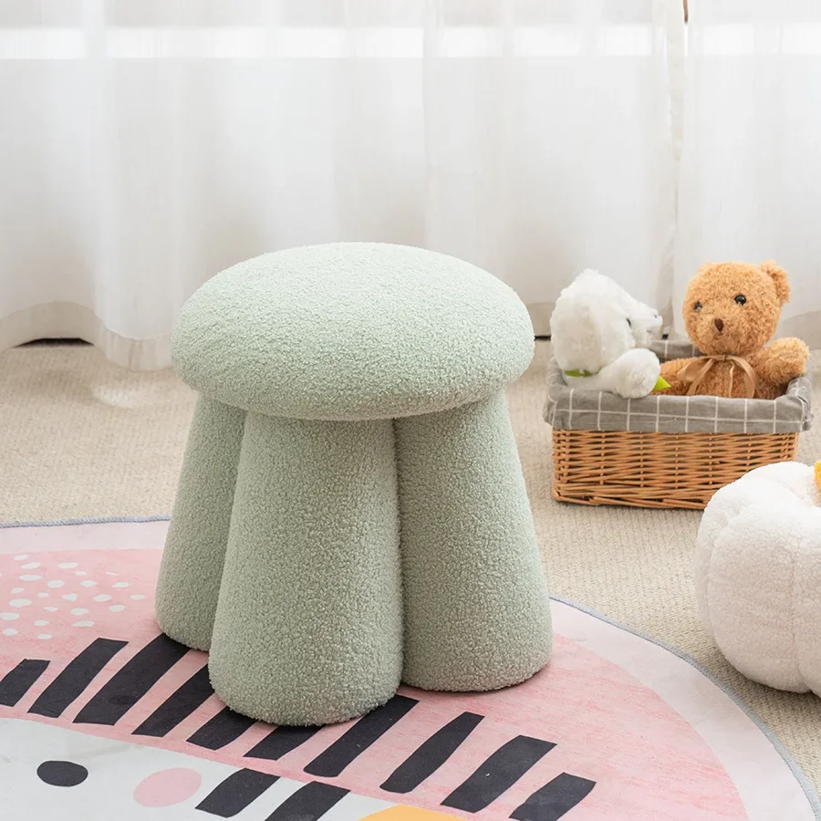 Mushroom stool children's sofa teddy velvet fabric lazy sofa living room multi-functional seat