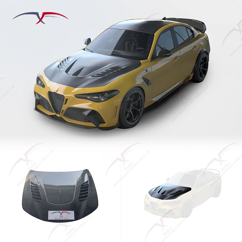 

Подходит для капота автомобиля Romeo GIULIA GTC, декоративных элементов и аксессуаров для тюнинга из углеродного волокна.