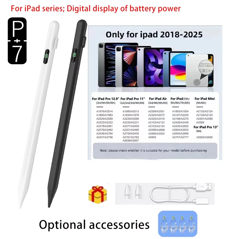 P+7 Stylus Pencil Dedicated For Apple iPad Air Mini 6/7/8 iPad A16 iPad 11 iPad Pro Battery Display 4+2 Tips Drawing PEN