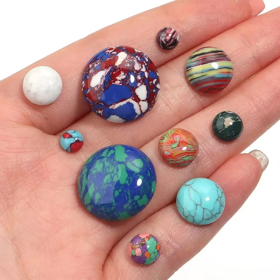 

5-10pcs/Lot 6 8 10 12 20mm Synthetic Turquoise Cabochon Beads Round Loose Beads Cabochon DIY Earrings Rings Jewelry Accessories