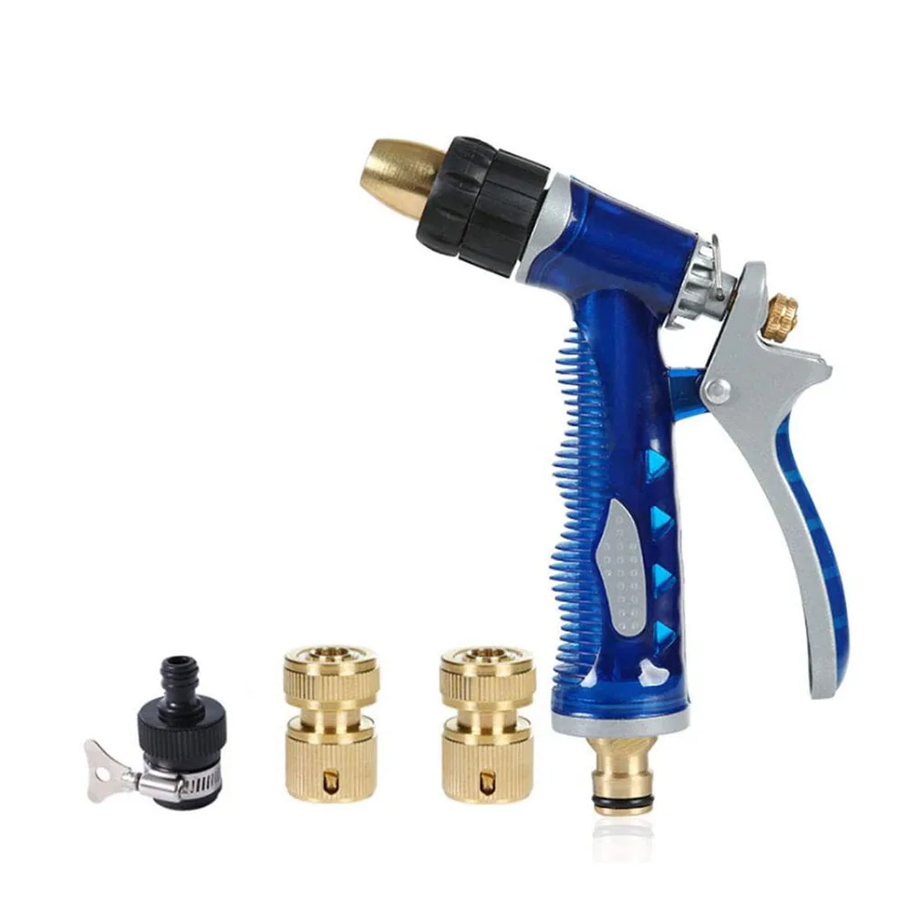 Portable High Pressure Durable Handheld Water Gun Garden Lawn Watering Car Wash Sprinkler Tool Hose Adjustable Brass Nozzle