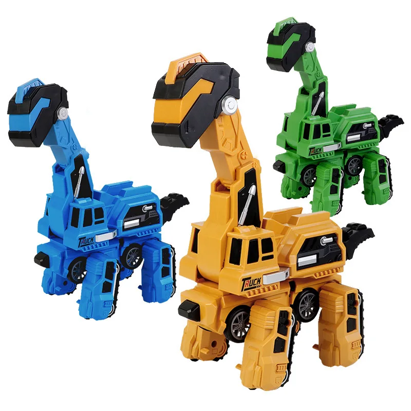 

2 in 1 Deformation Brachiosaurus Engineering Vehicle Inertial Automatic Crash Transforming Dinosaur Excavator Car Toy Kids Gift