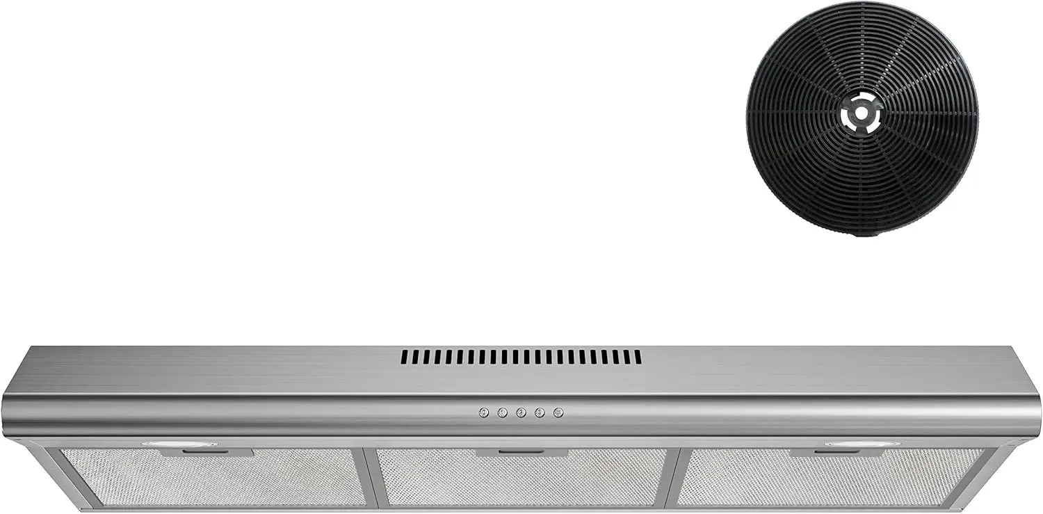 غطاء محرك السيارة تحت الخزانة مقاس 36 بوصة مع موقد المطبخ النحيف القابل للتحويل بدون أنابيب وغطاء محرك السيارة مزود بإضاءة LED ومروحة عادم 3 سرعات Reusa #1