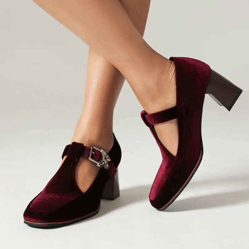 

ASILETO бархатные туфли Мэри Джейн с металлическим ремешком и пряжкой-бабочкой, классические туфли Мэри Джейн, туфли на блочном каблуке с квадратным носком, 6 см, большие размеры 43