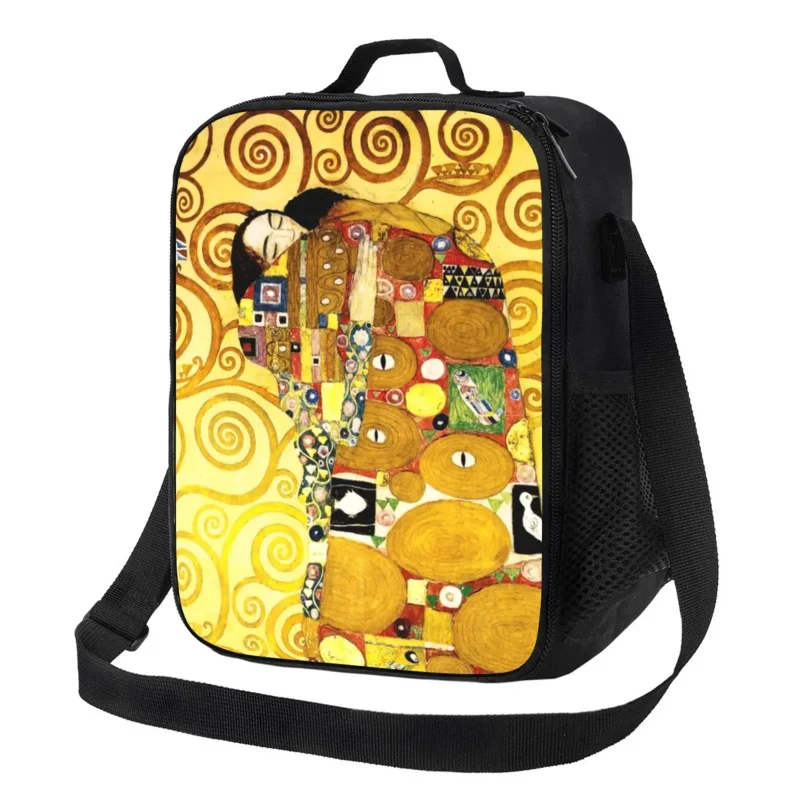 Gustav Klimt The Embrace Insulated Lunch Bag for Women Painting Art Cooler Thermal Lunch Tote Office Picnic Travel