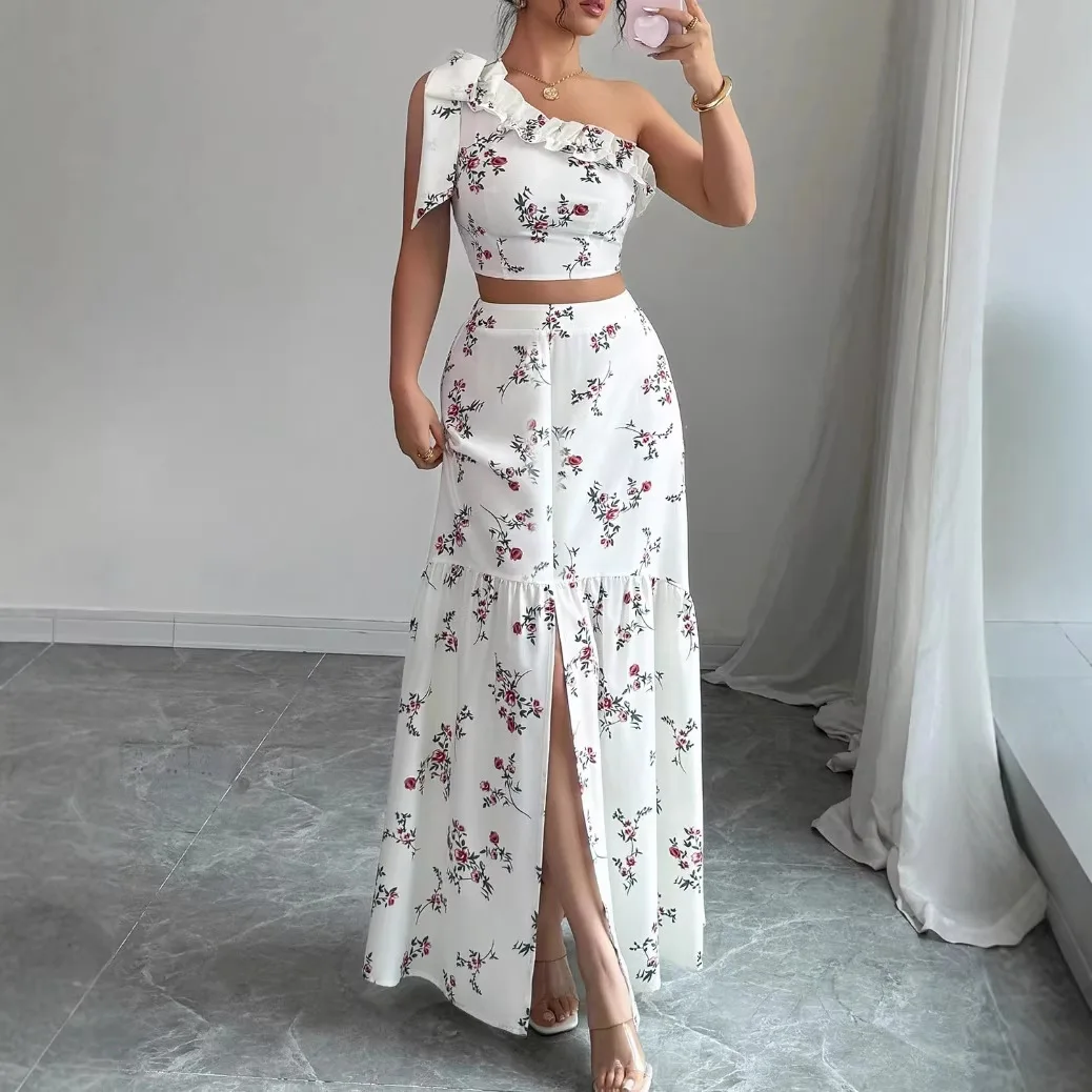 Printed Elegant Fashionable And Cable Top + Skirt Two-piece Set Birthday Dress Boho Vestidos Clothing Party - view 2