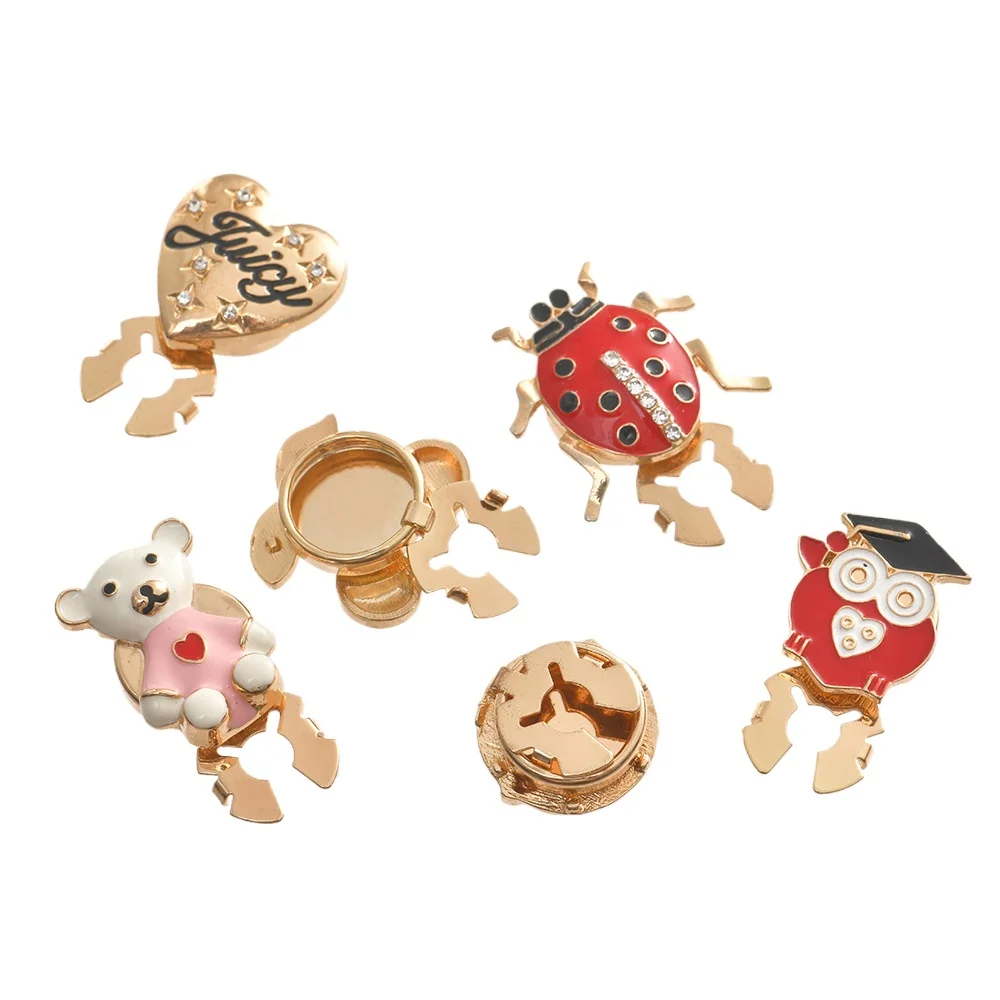 Cute Cartoon Alloy Cufflinks for Women Rhinestone Bee Insect Shirt Clips Scarf Buttons Covers Fashion Jewelry Accessories