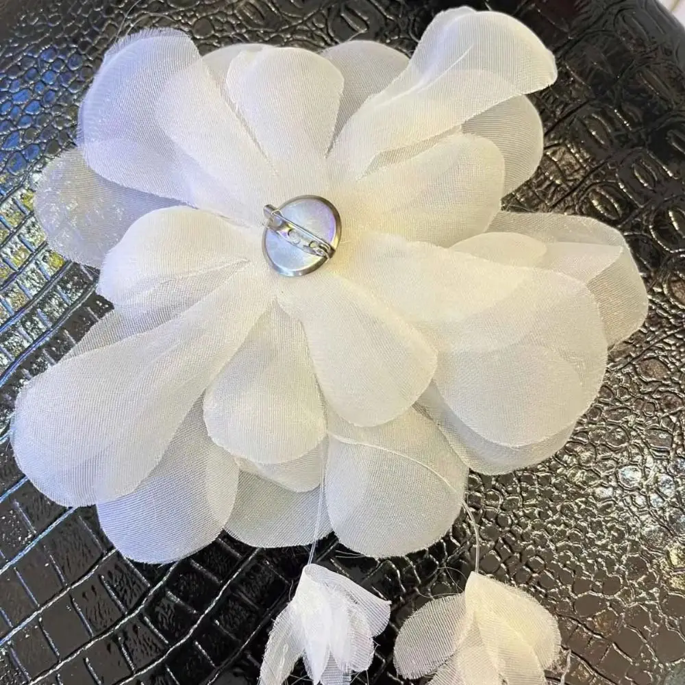 Fabric Three-dimensional Flower DIY with Tassels Handmade Hanging Flowers Embroidered Reusable Corsage