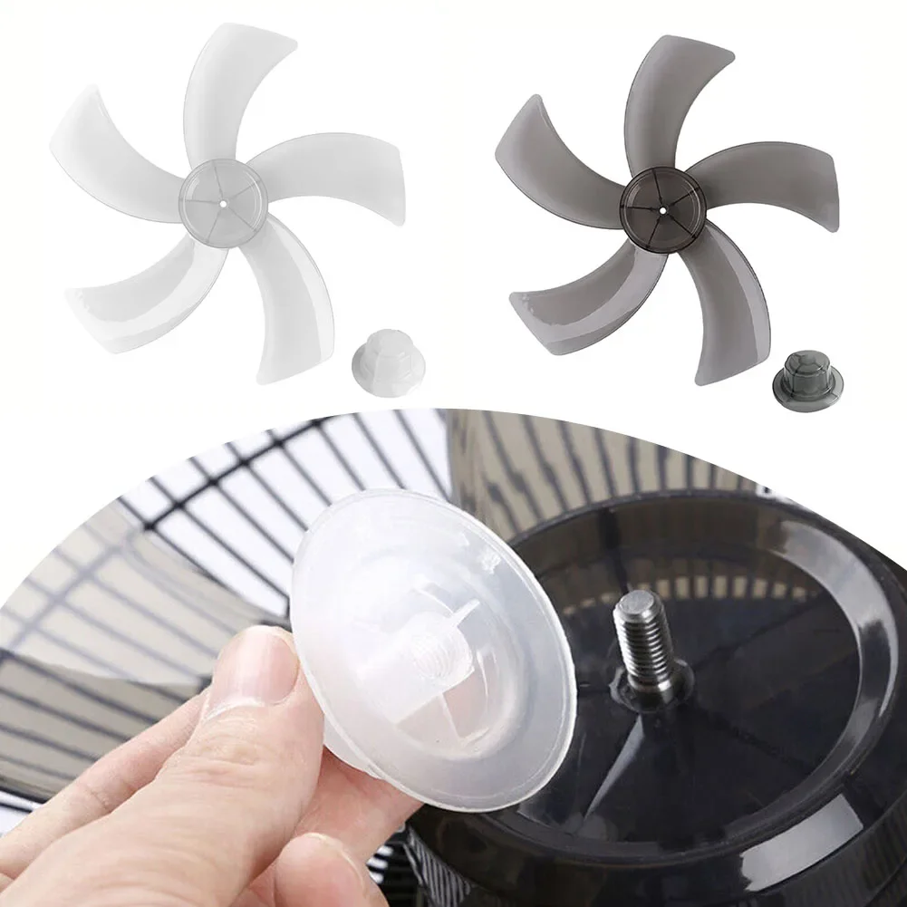 

12 Inch Household Plastic Fan Blade Five Leaves With Nut Cover For Pedestal Table Stand Fanner General Accessories