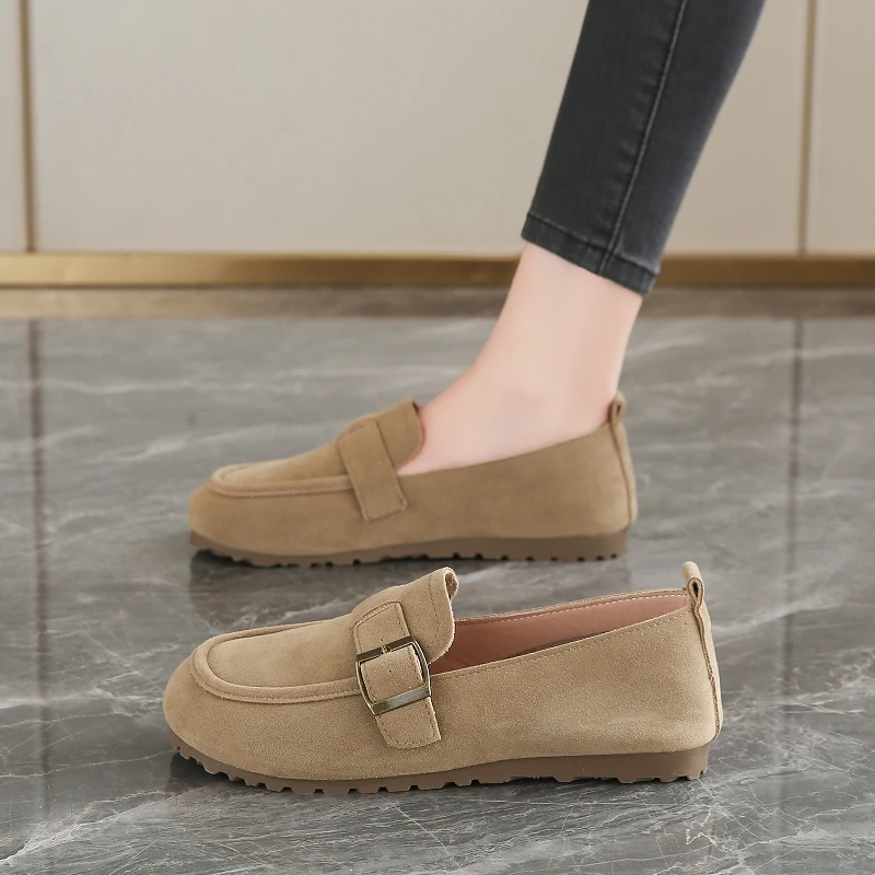 

Womens Metal Buckle Loafers Soft Sole Comfortable Walking Shoes Non Slip Lightweight Flats For Daily Wear