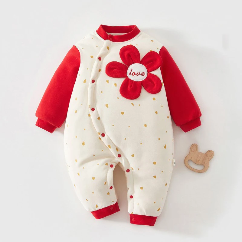 

Костюм для новорожденных Rer, одежда для скалолазания, хлопковая вставка, новогодние дети, 00-дневное праздничное традиционное китайское этническое платье