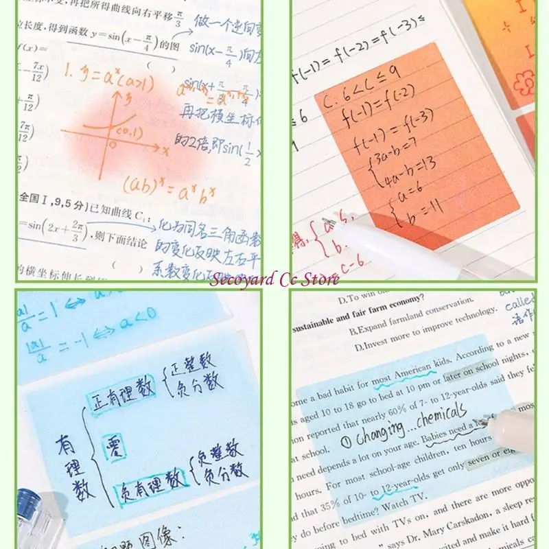 N3UC 150 Sheets Pearlescent Sticky Note Paper Pull Out Sticky Notes Adheive Note Paper Memo Pad For School Office Supplies