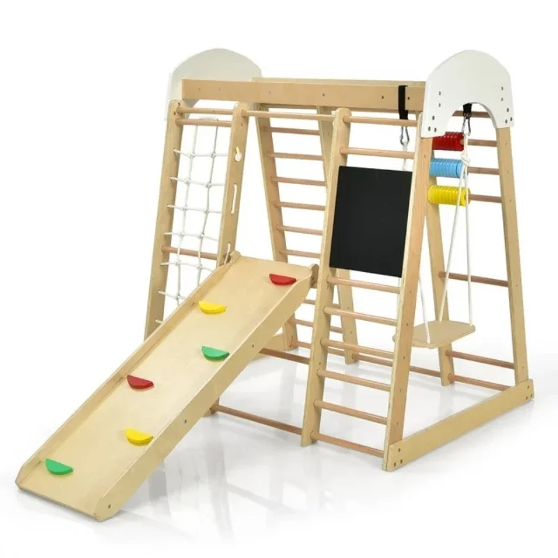 

Wooden climbing frame playground indoor children foldable climbing swing monkey pole combination