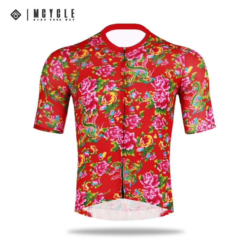 

Mcycle Summer Northeast Flower Design Cycling Clothing Breathable Bike Shirt Top Short Sleeve Unisex Quick-Dry Cycling Jerseys