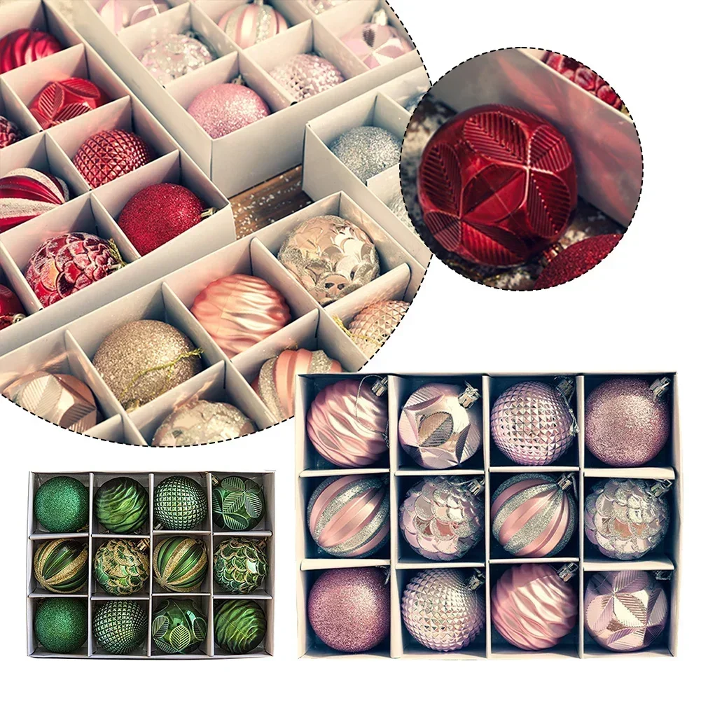 

12pcs 6CM Christmas Balls Exquisite Champagne Decorative Ball Christmas Tree Hanging Ornament Christmas Holiday Party Decor