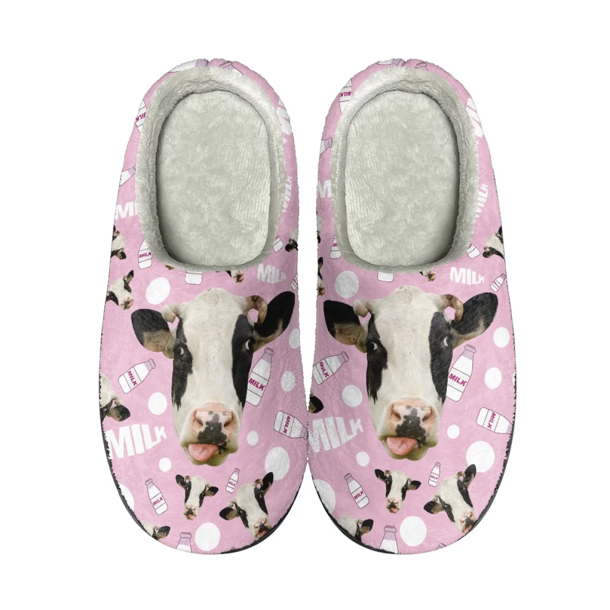 Fashion Cow Design Women's Casual Home Slippers Comfortable Casual Flats Footwear Autumn Warm Cotton Slippers Print On Demand