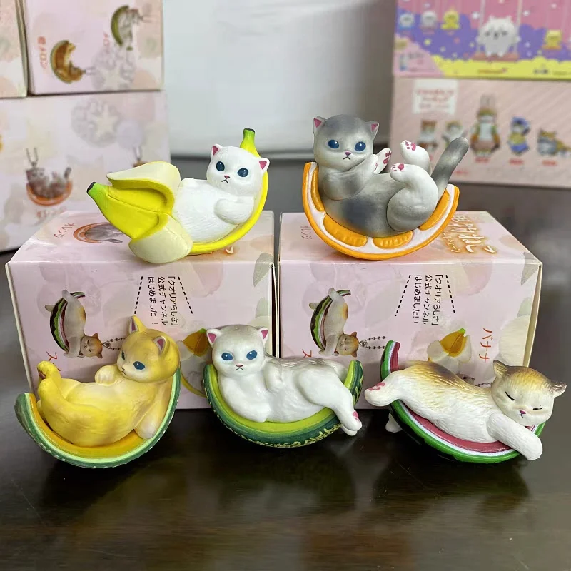 Mofusand Cat Lying On A Pile Of Fruit Banana Fruit Cat Model Toy Claw Machine Doll Kawaihand Model Toy Gifts