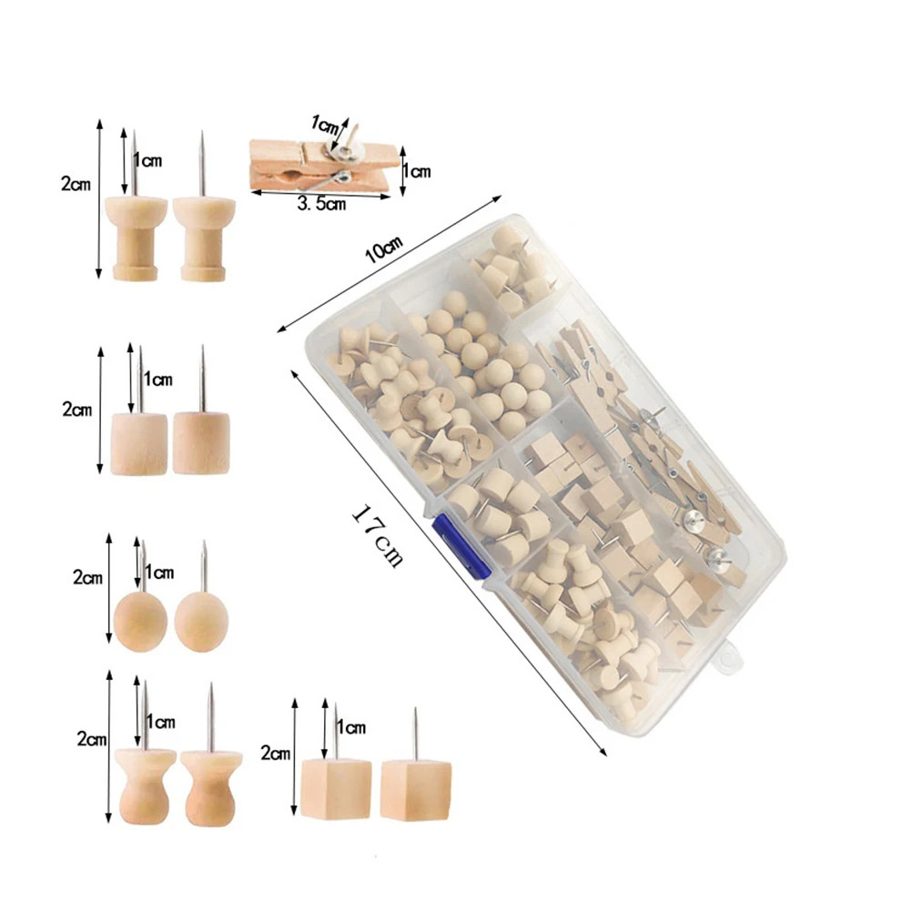 ชุดหมุดไม้ตกแต่งสำหรับติดแผนที่ แสดงรูปภาพ เอกสาร อุปกรณ์กระดานประกาศ หมุดติดซ้ำได้