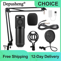Depusheng USB Condenser Microphone Kit Wired Recording Gaming Mic with Arm Stand for Podcast Computer Laptop PC Karaoke Studio