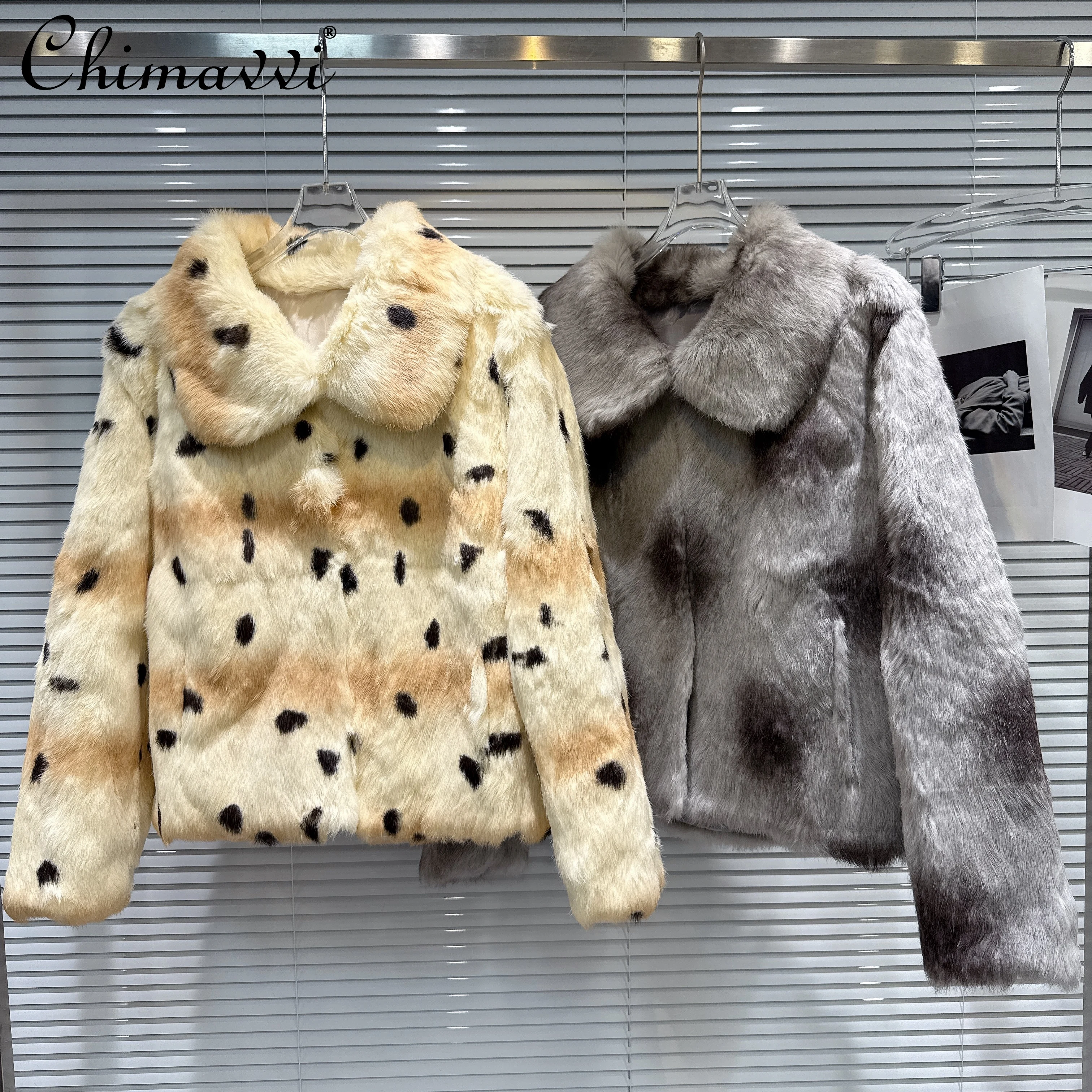 韓国風エレガント社交界ターンダウンカラーカジュアルルーズフェイクラビットファーコート女性用冬厚手プラッシュ暖かいショートジャケット