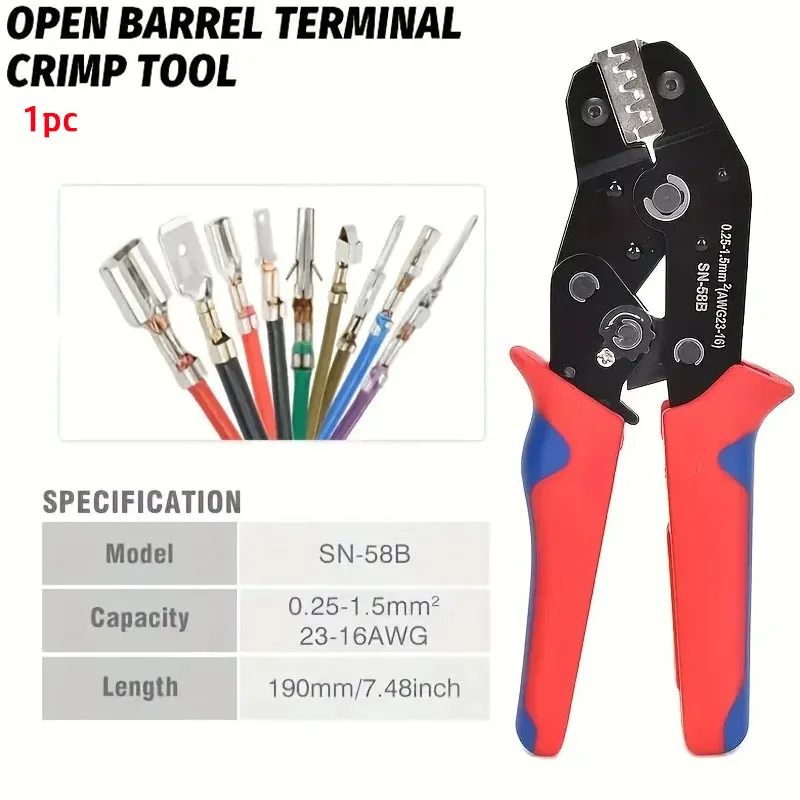 

SN-58B Пружинные обжимные плоскогубцы, инструменты для обжима проводов с храповым механизмом, многофункциональные ручные обжимные плоскогубцы для клемм 0,25-мм м² 23-16AWG