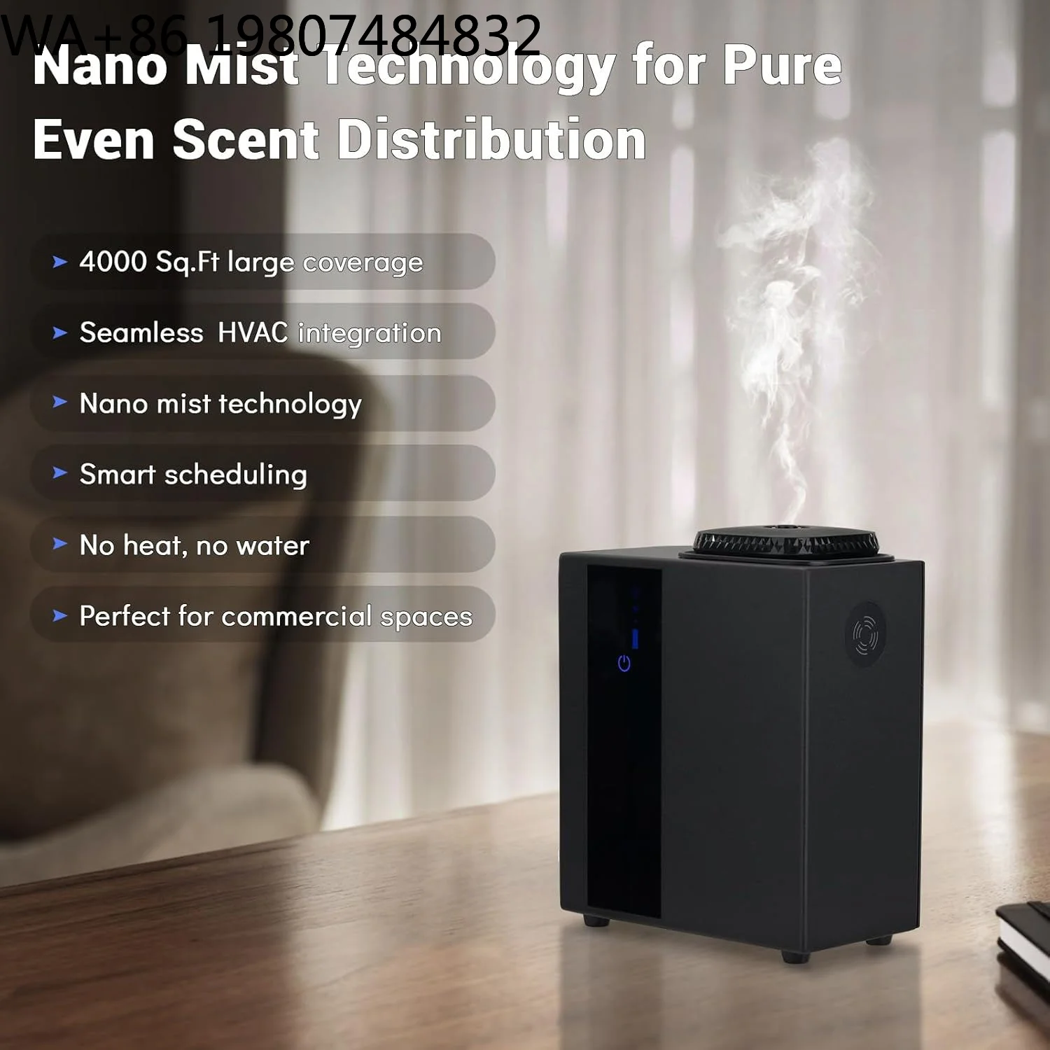 B2B Wholesale Hotel HVAC Waterless Scent Nebulizer Refillable Essential Oil Atomizer Large Coverage Public Space Fragrance Tool