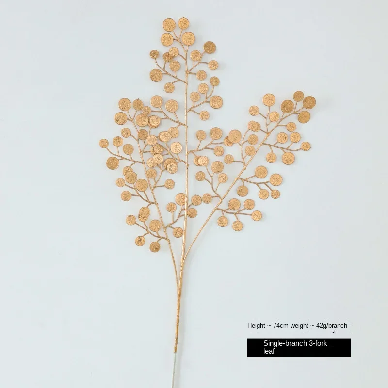Artificial Golden Ginkgo Leaf Eucalyptus Wedding Flower Arrangement Road Christmas Home Decoration Fake Flowers - Image 6