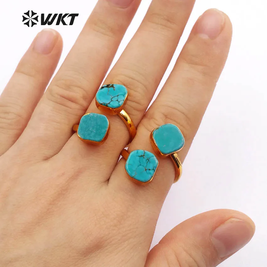

WT-R103 Newst Coming Fashion Natural Turquoise Ring With 24k Gold Plated Can Be Adjustable For Women Jewelry