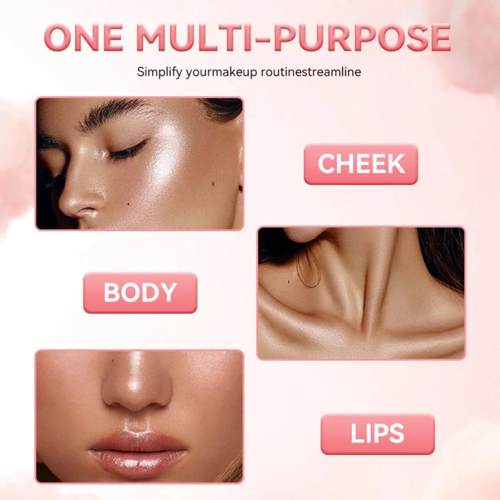 3色メイクアップブラッシュスティック ハイライト ブライトニング シマーブラッシャースティック グリッター効果 多用途チークメイク