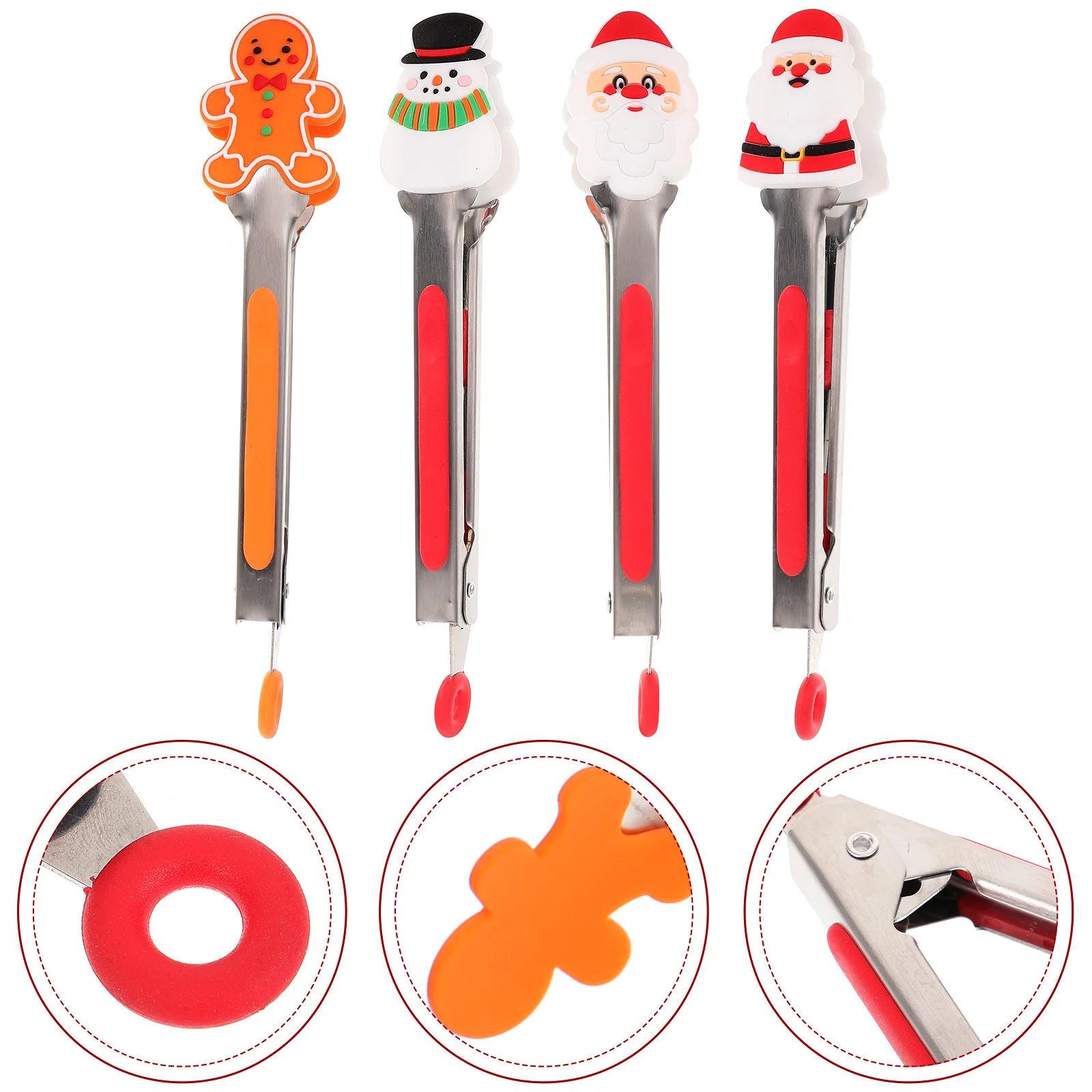 

4 Pcs Barbecue Clips Bbq Supply Mini Tongs Multi-functional Food Stainless Steel Kitchen Anti-scald Child Christmas Tree Cakes