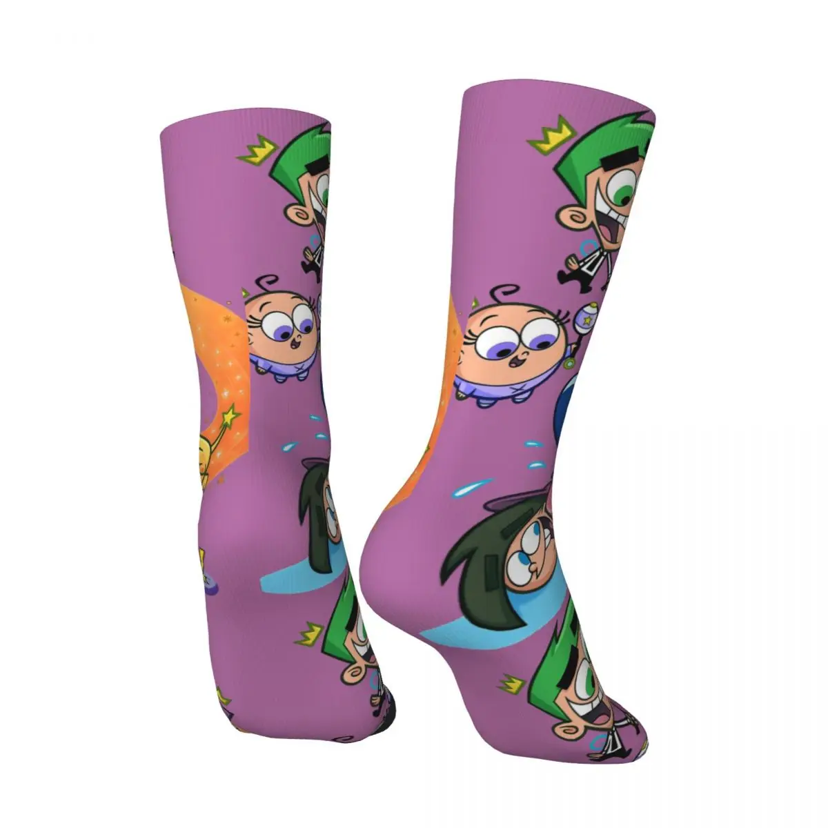 Funny Crazy compression Family Sock for Men Hip Hop Harajuku The Fairly Odd Parents Happy Quality Pattern Printed Boys Crew Sock