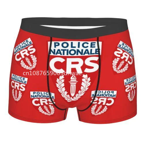 French CRS Compagnies Men Boxer Briefs Police Nationale Highly Breathable Underwear Top Quality Print Shorts Birthday Gifts