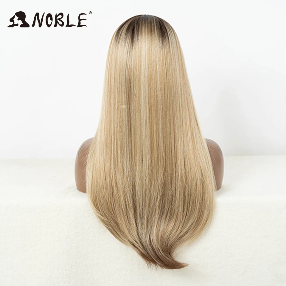 Noble Honey Blonde Synthetic Lace Front Wigs For Women Ombre Brown 24 inches Straight Lace Wig Highlight Glueless Cosplay Wig