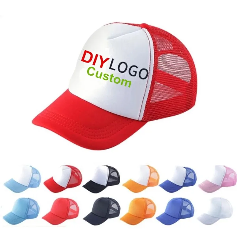 20pcs/lot Summer DIY Custom Logo Baseball Caps Adult Sport Mesh Sun Snapback Hats Women's DIY Logo Printed Trucker Hats