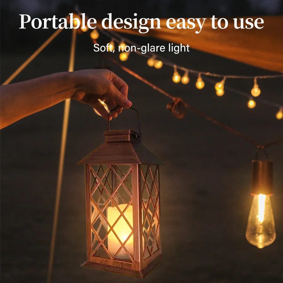 Creative Solar Powered Hanging Lamp Flickering Flameless Candle Waterproof LED Light For Table Patio Lawn Outdoor Party Decor image 6