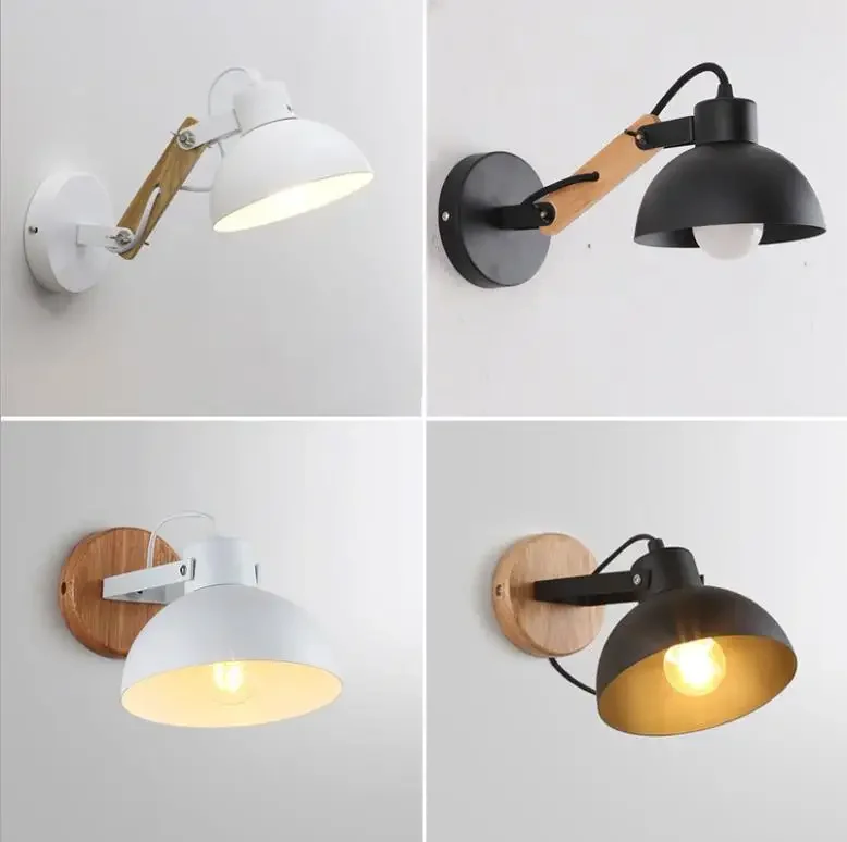 

Nodic Sconce Wall Light For Home Wood Iron Hallway Bedroom Home Office Adjustable Arm Light Fixtures LED Wall Lamp
