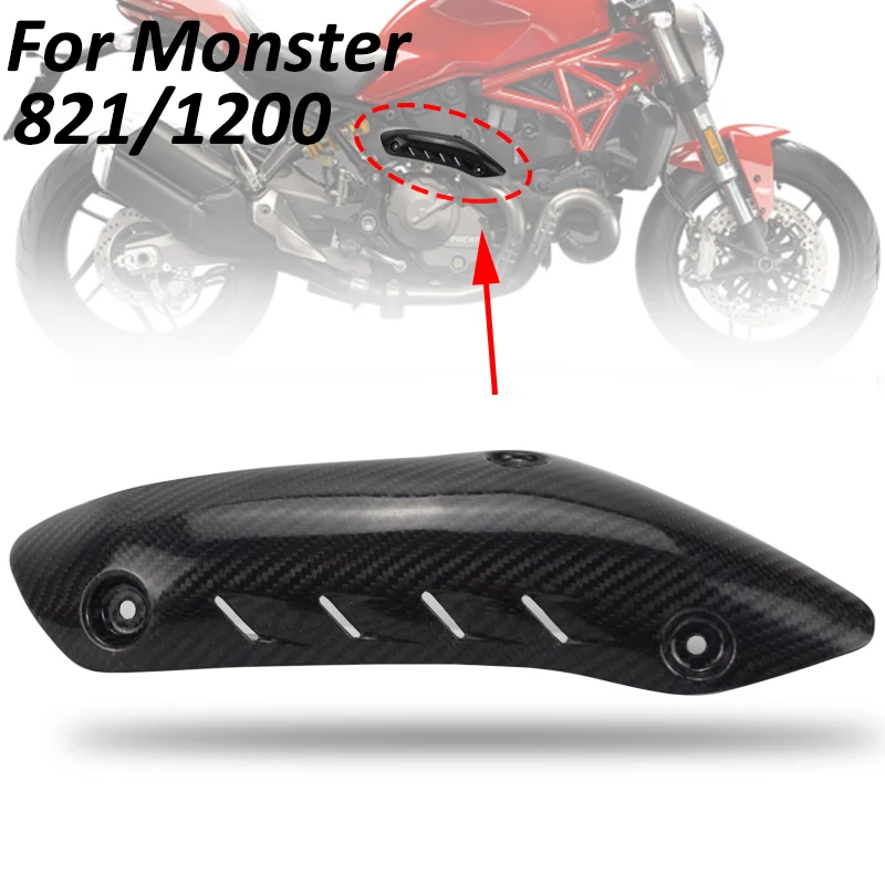 Exhaust Link Pipe Cover Carbon Fiber Anti-Scald Cap Heat Shield Guard Proof Fit For Monster 821 1200S R