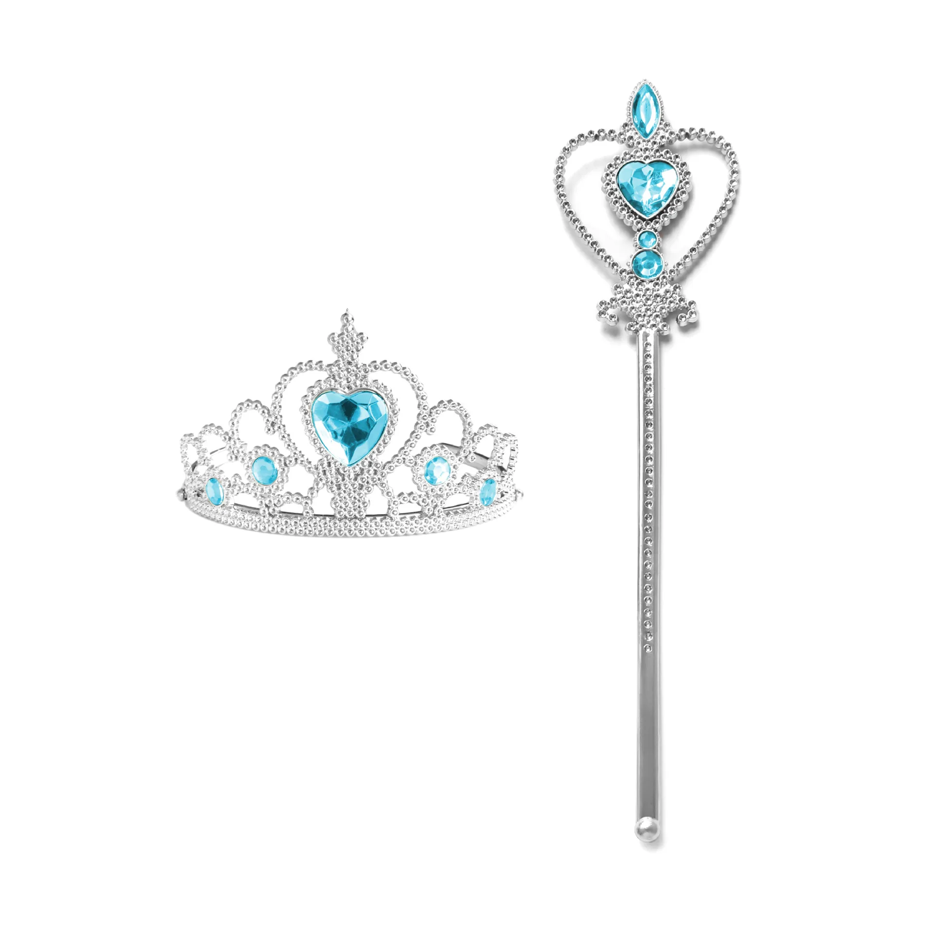 Foreign Trade Ice and Snow Adventure Crown Set Princess Jewelry Children's Peach Heart Diamond Crown Magic Stick