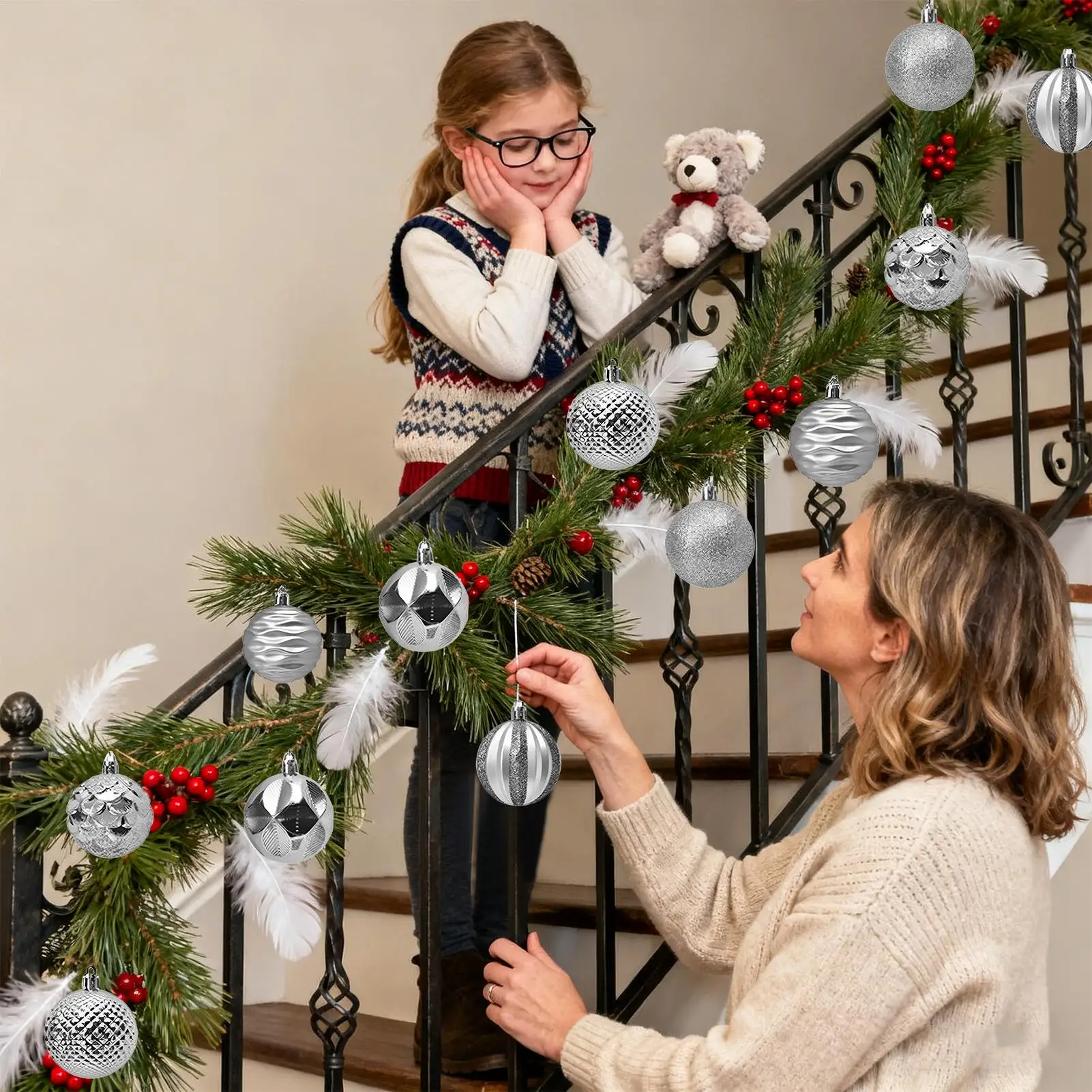 Christmas Balls Ornaments 2.36inch Globes 12 Pieces Christmas Ornaments Set For Home Dance Party Wedding Yard Indoor Front Door