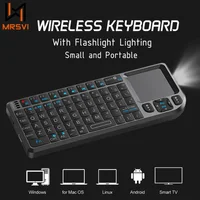 MRSVI A8 Mini teclado inalámbrico 2,4G retroiluminación de 7 colores Touchpad ratón Flashligt-portátil aplicable- perfecto para PC, Smart TV Box