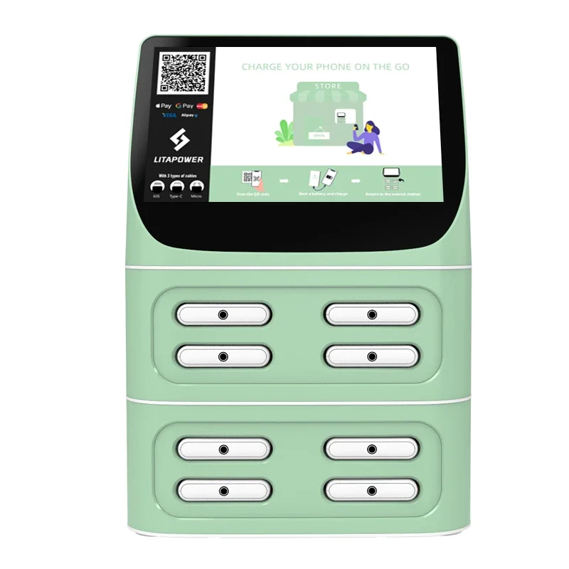 

2025ДЛЯ совместной зарядной станции Power Rental, 8 слотов, станция Power Bank с экраном