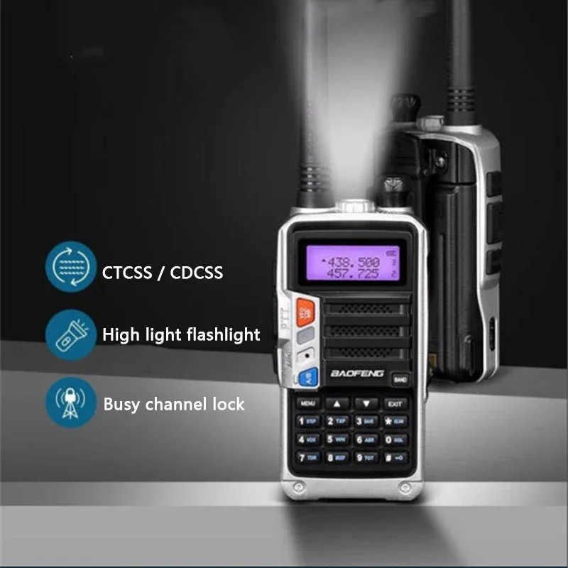 Baofeng UV-5R + PLUS 10W Walkie Talkie VHF UHF Tri Power Long Range High Power USB ชาร์จ DTMF สําหรับอัพเกรด UV-5R Ham Two Way วิทยุ