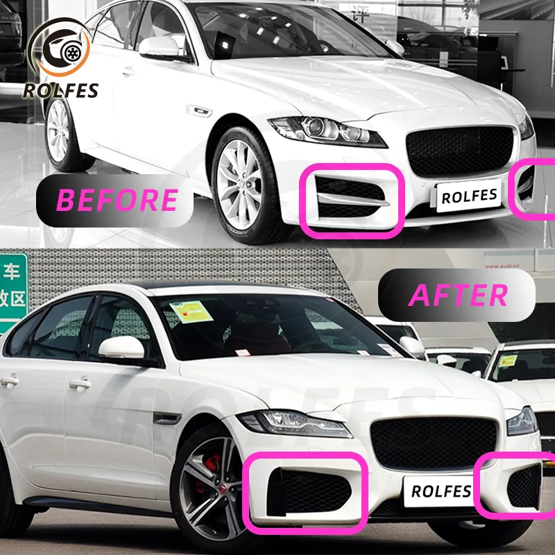 ROLFES Fog Light Grills For Jaguar XF Upgrade XFRS 2016 2017 2018 Foglamp Grille Car Accessories