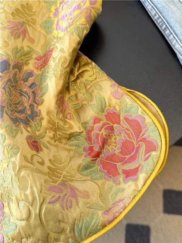 

Новый китайский осенний вышитый Флора, богатство, пион, джет с воротником-стойкой, топ для похудения, женский модный традиционный костюм