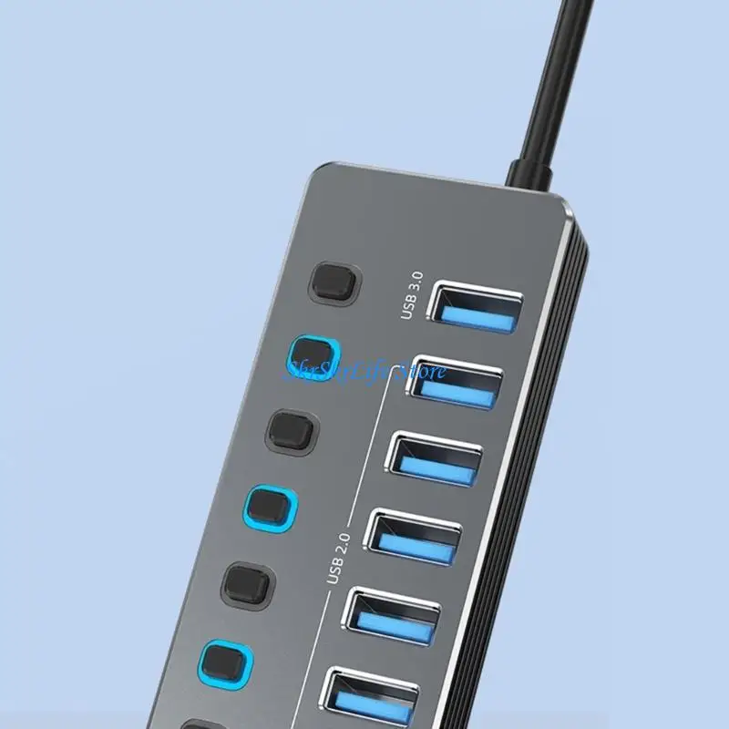 

E65E Высокопроизводительные USB-концентраторы, 7 портов с алюминиевым корпусом, независимые выключатели, светодиодные индикаторы