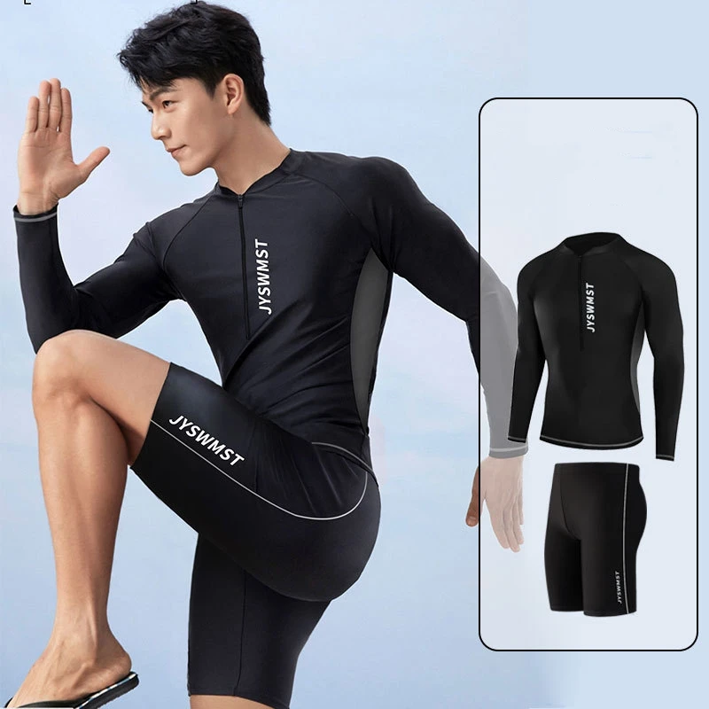 Men Women Sun Protection Professional WaterProof Surfing Swim Shirt Trunks Long Sleeve Quick-Dry Beach Athletic Bathing Suit