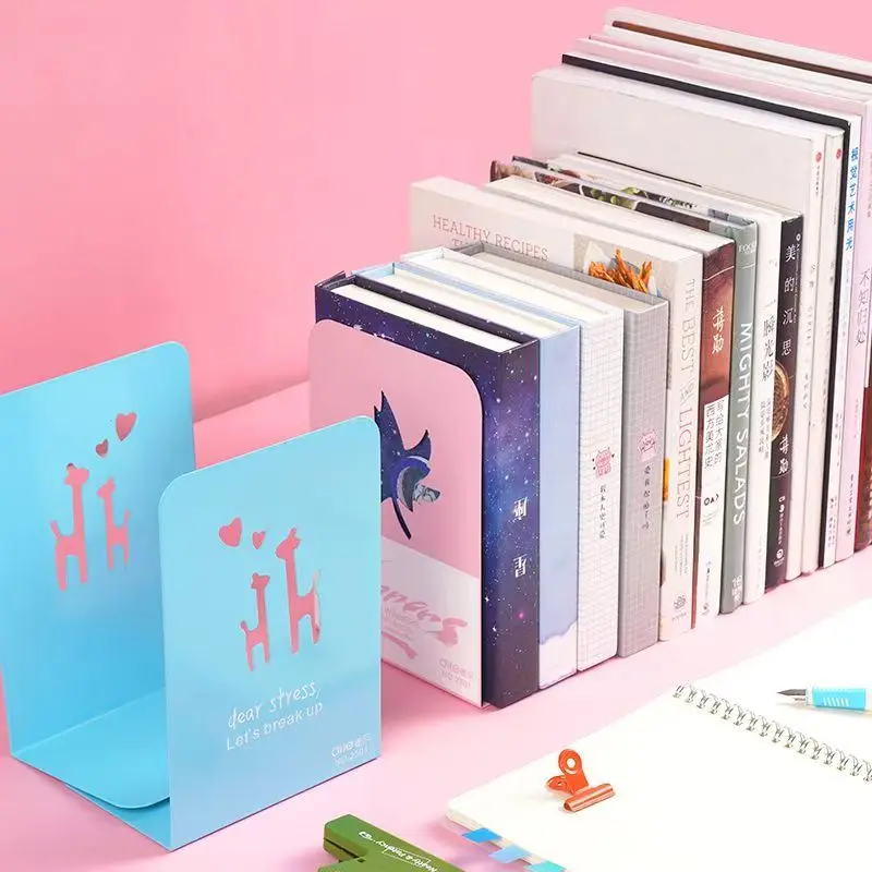 Metal Hollowed Out Book Stand Two Piece Book with Simple and Fashionable Office Desktop To Store Hollowed Out Iron Book Stand