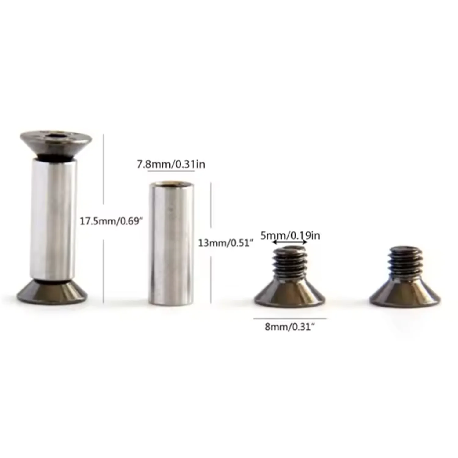 6pcs Stainless Steel Internal Hex Countersunk Knife Handle Locking Screws Bolts Rivets DIY Knife Making Handle Scale Fastener Replacement Hardware Accessories