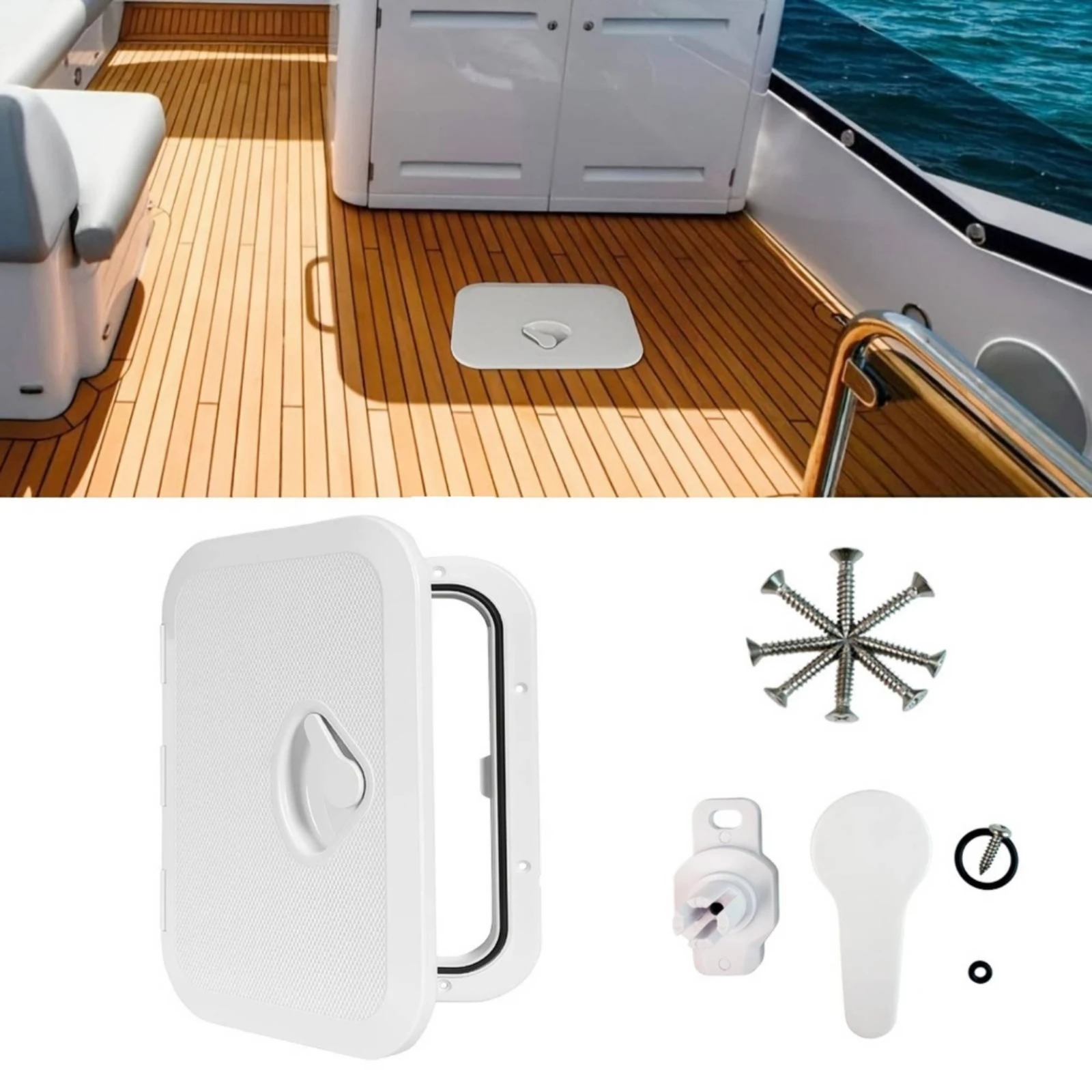 Marine Deck Hatch with Handle Weather-Tight Deck Hatch Cover with Screws Non-Slip Ultraviolet Resistant for Boat Owners, Boats - view 3
